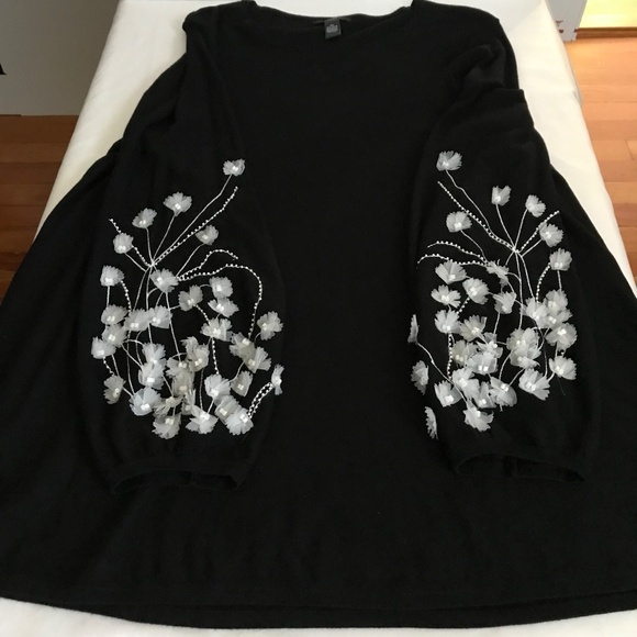 ALFANI Sweater Black with White Tulle Flowers Women’s 2X - Picture 4 of 16